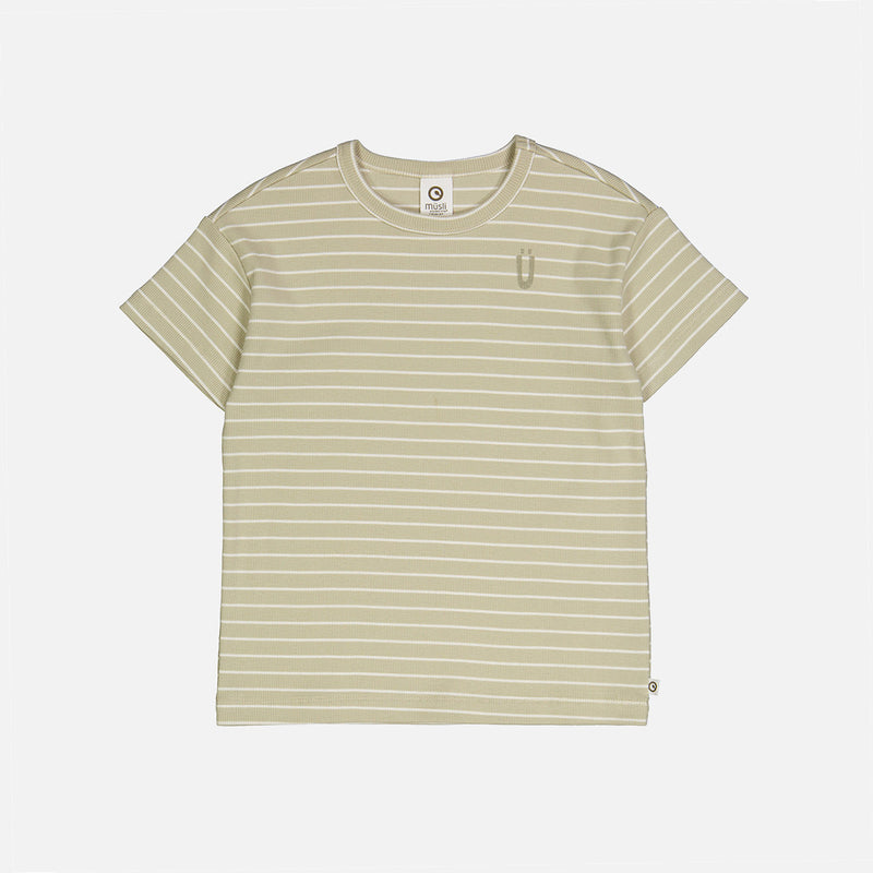 Cotton Rib Tee - Desert Green/Balsam Cream Stripe