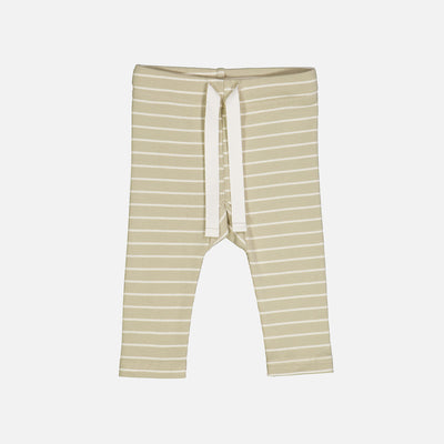 Baby Cotton Rib Pants - Desert Green/Balsam Cream Stripe