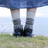 Adults Wool Jacquard Socks - Oatmeal