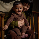 Baby Merino Wool Dungarees - Hazelnut