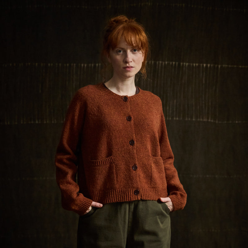 Terra Women's Cardigan - Donegal Wool - Cinnamon