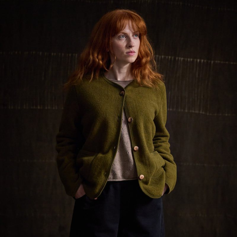 Harrier Women’s Jacket - Merino Wool Fleece - Seaweed