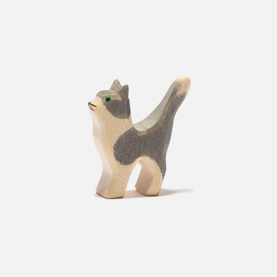 Handcrafted Wooden Small Cat Head up