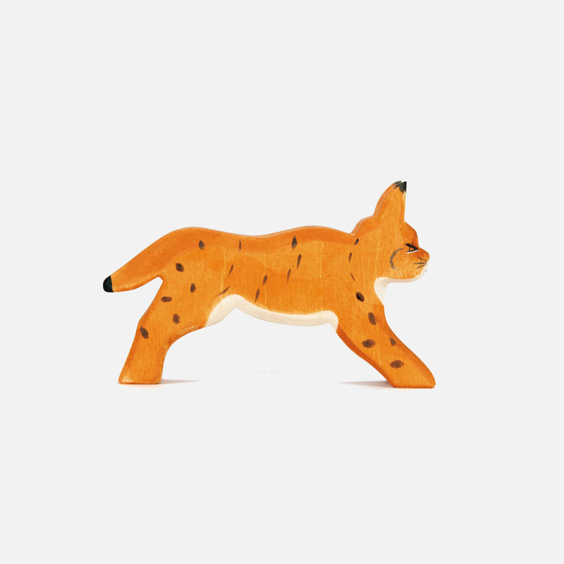 Handmade Wooden Lynx Running