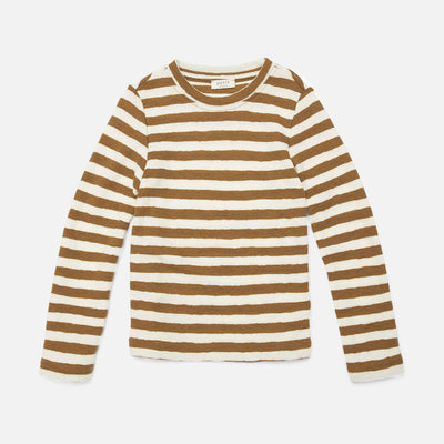 Merino Wool Crepe Top - Natural/Bronze Stripe