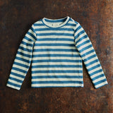 Merino Wool Crepe Top - Natural/Denim Stripe