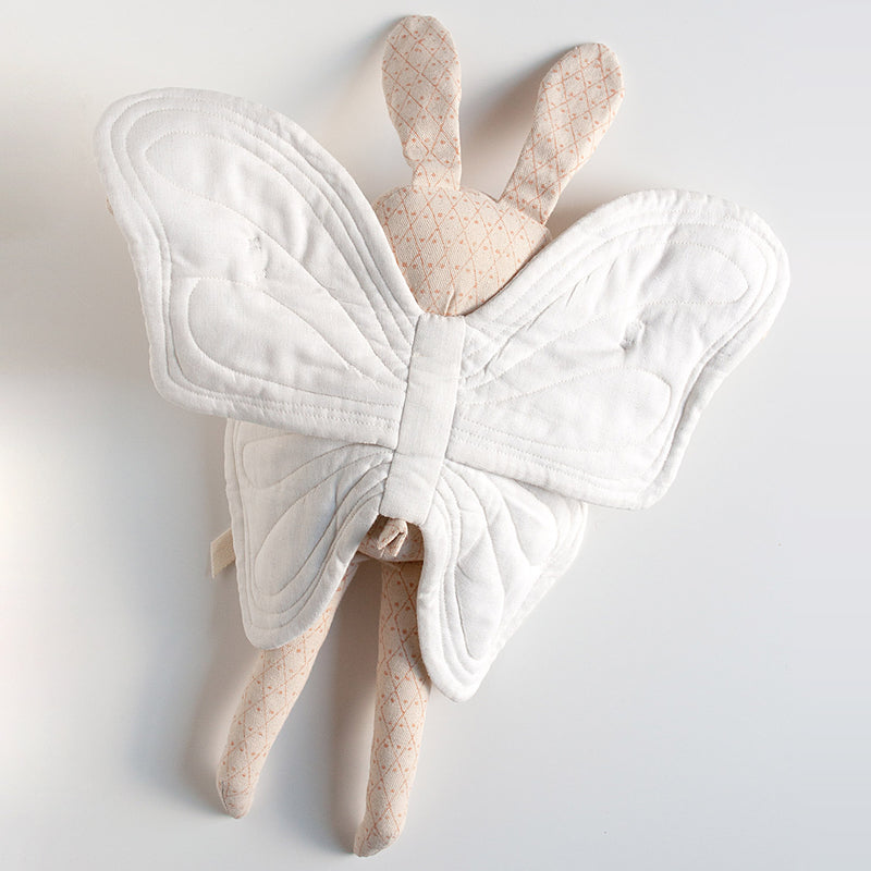 Handmade Cotton Large Butterfly Rabbit - Cream/Pink