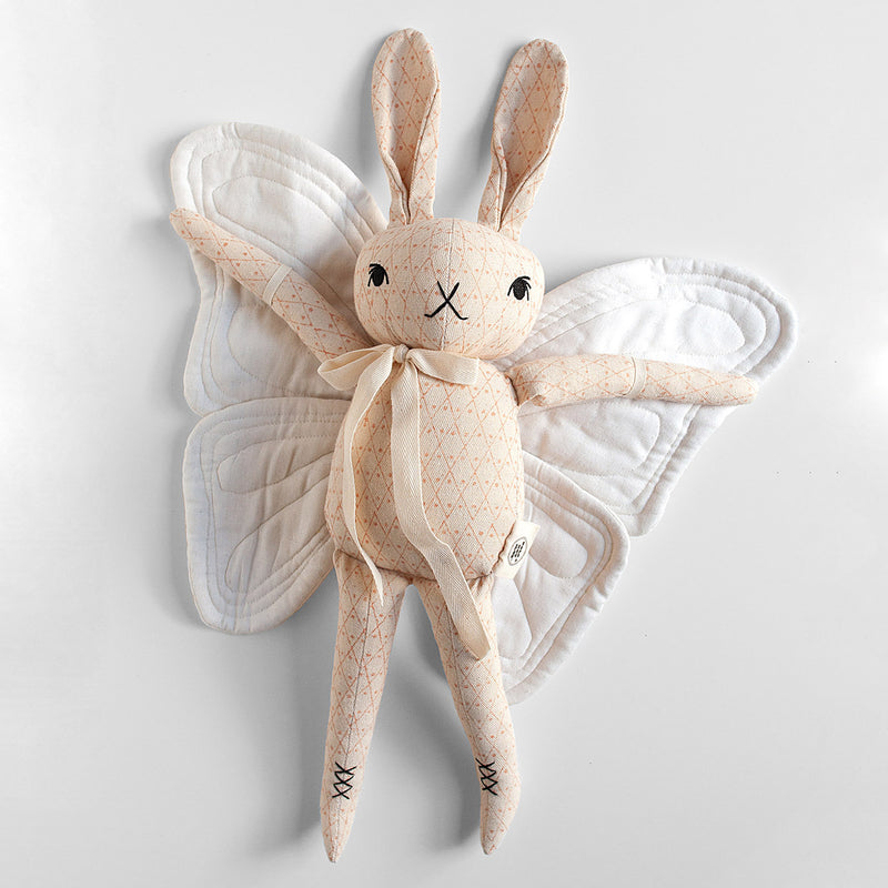 Handmade Cotton Large Butterfly Rabbit - Cream/Pink