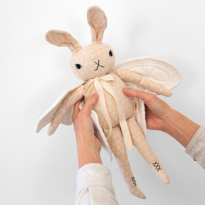 Handmade Cotton Large Butterfly Rabbit - Cream/Pink