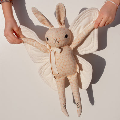 Handmade Cotton Large Butterfly Rabbit - Cream/Pink