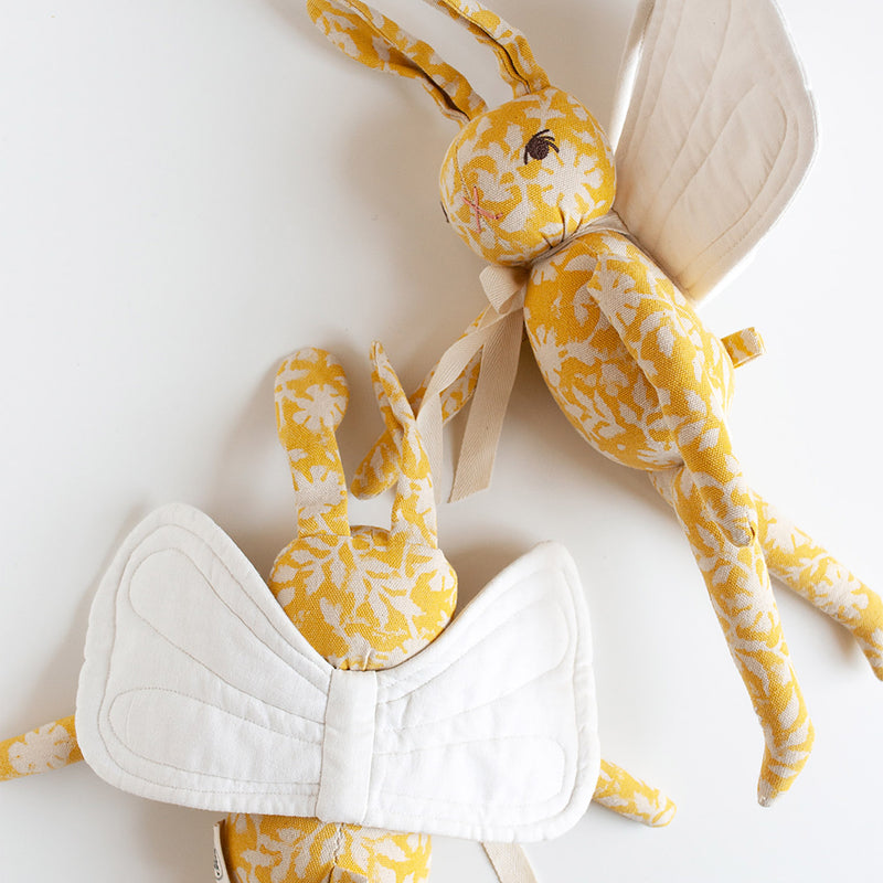 Handmade Cotton Medium Butterfly Rabbit - Yellow