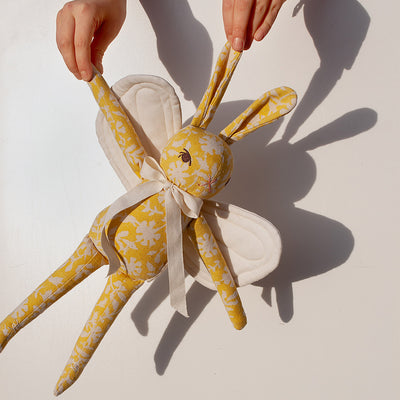 Handmade Cotton Medium Butterfly Rabbit - Yellow