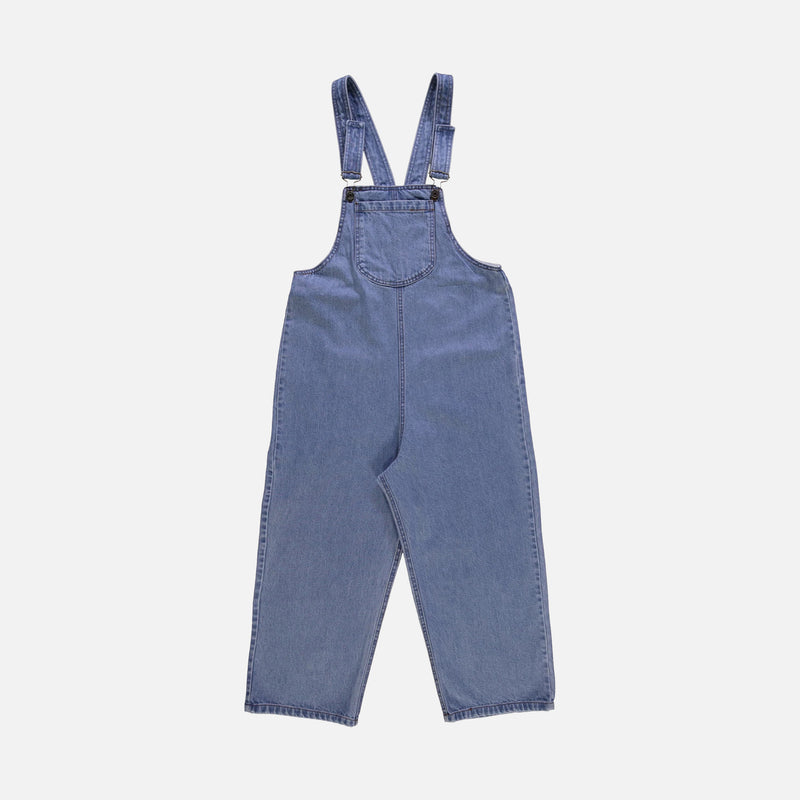 Women's Cotton Denim Dungarees - Light Blue