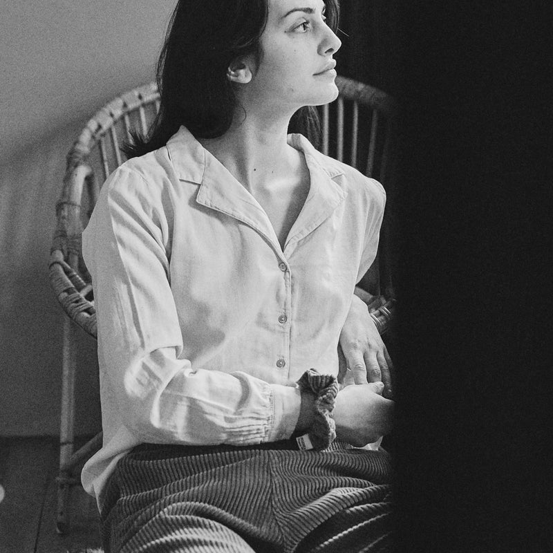 Women's Cotton Datte Blouse - Egret