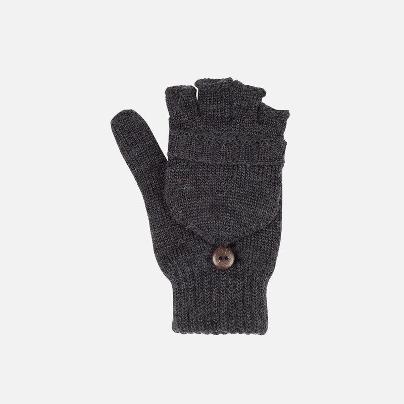 Women's Merino Wool Fingerless Gloves/Mittens - Anthracite