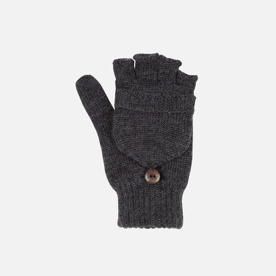Women's Merino Wool Fingerless Gloves/Mittens - Anthracite