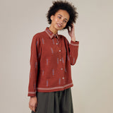 Womens Cotton/Linen Gin Shirt - Brick