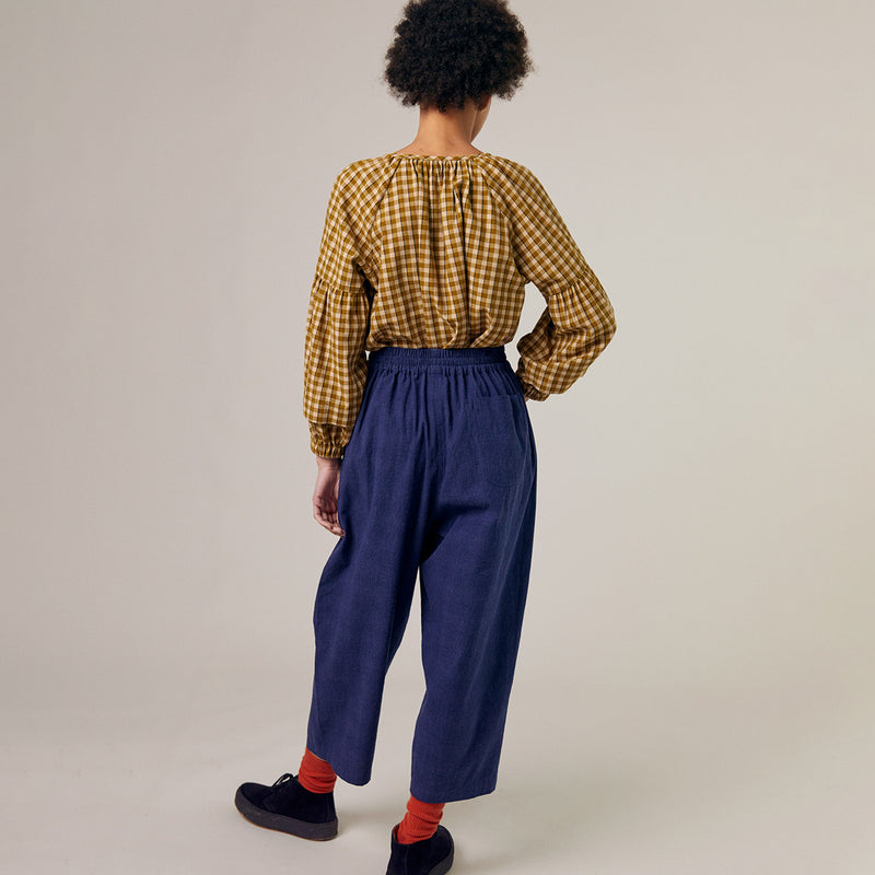 Womens Cotton/Linen Mary Trousers - Indigo