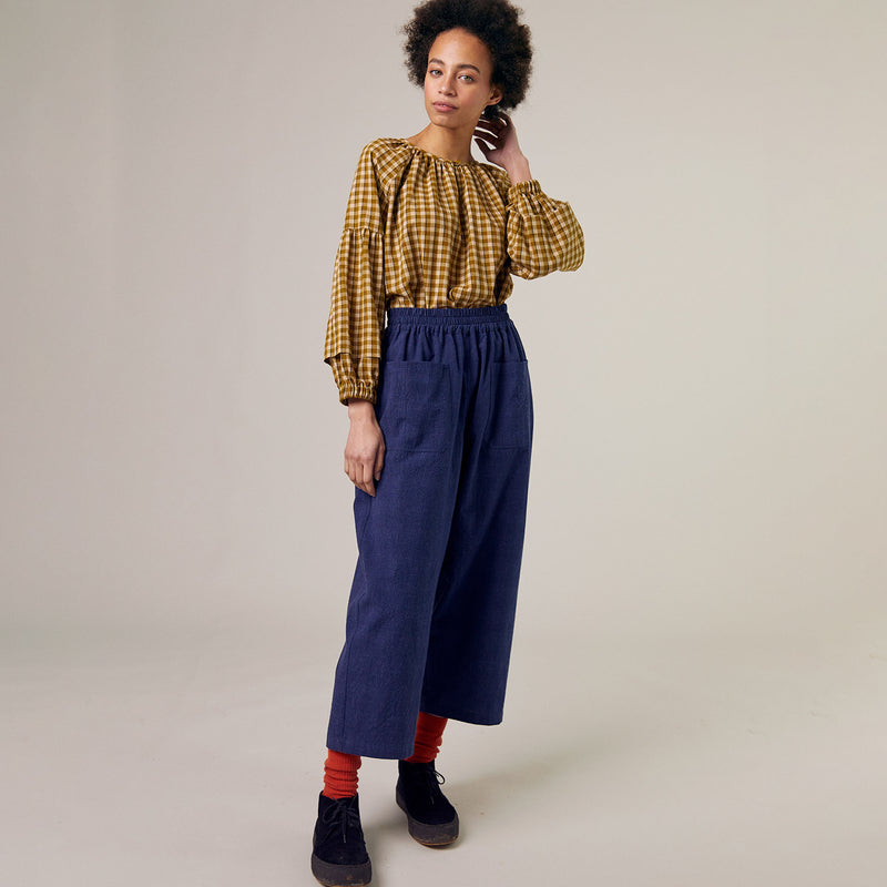 Womens Cotton/Linen Mary Trousers - Indigo