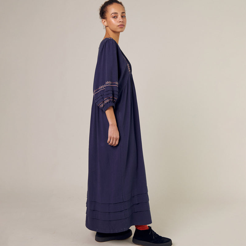 Womens Cotton/Linen Star Dress - Midnight