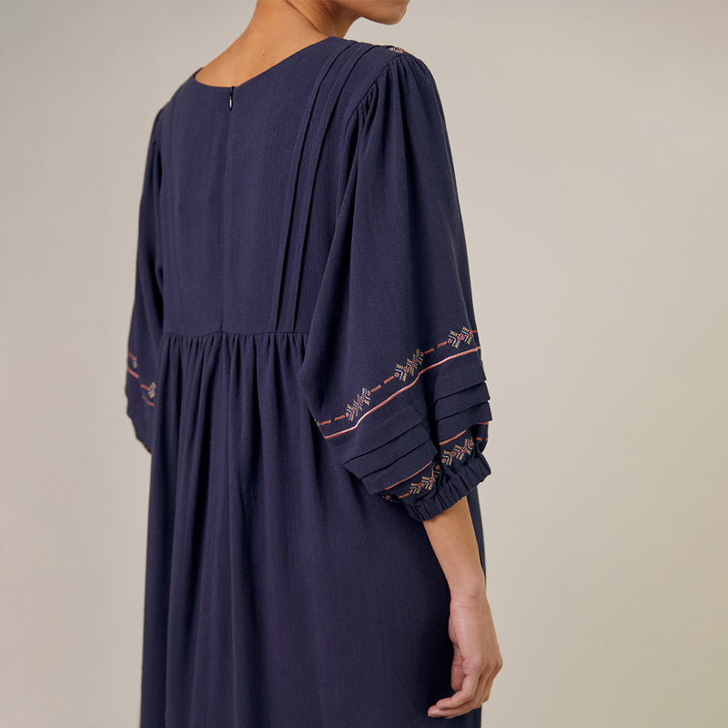 Womens Cotton/Linen Star Dress - Midnight