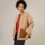 Womens Wool Shearling Arc Coat - Natural