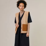 Womens Wool Shearling Spin Vest - Natural