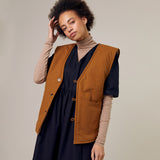 Womens Wool Shearling Spin Vest - Natural