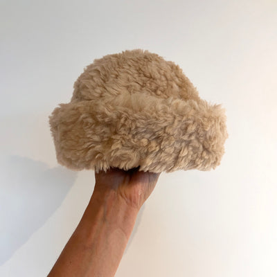 Womens Wool Shearling Moth Hat - Natural