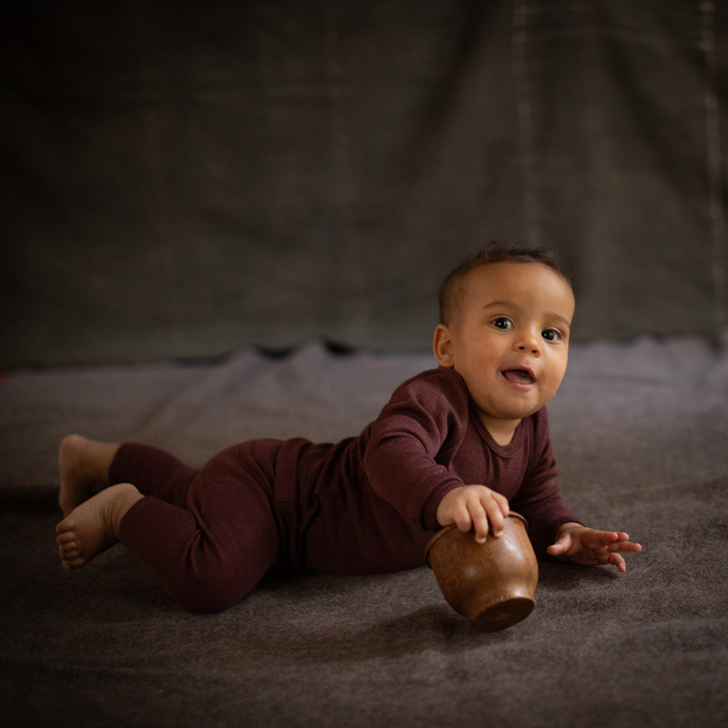 Finch Baby Leggings - Merino Wool & Silk - Fig