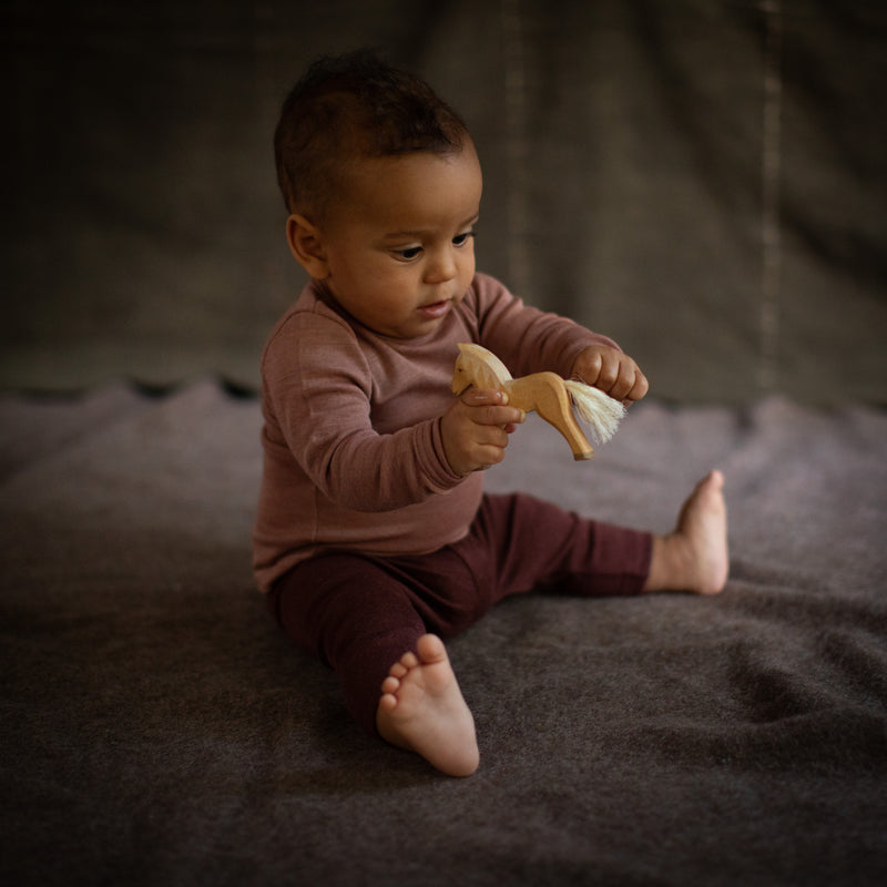 Finch Baby Leggings - Merino Wool & Silk - Fig