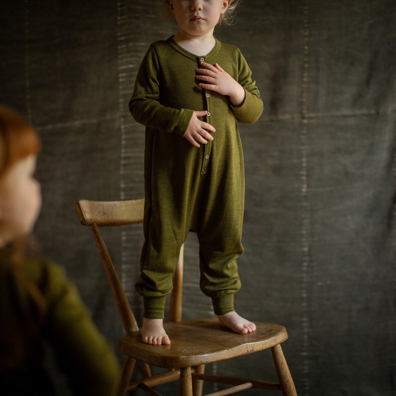 Serin Baby & Kids Pyjamas - Merino Wool & Silk - Seaweed