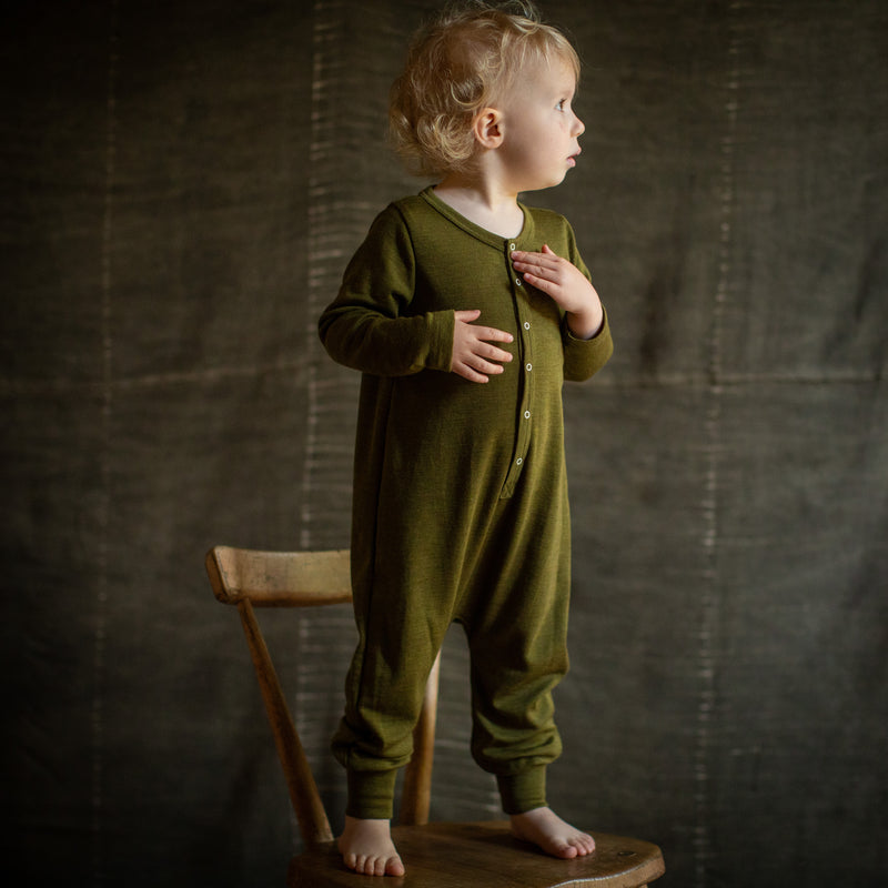 Serin Baby & Kids Pyjamas - Merino Wool & Silk - Seaweed