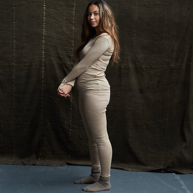 Lark Top & Finch Leggings Women’s Set - Merino Wool & Silk - Sandstorm
