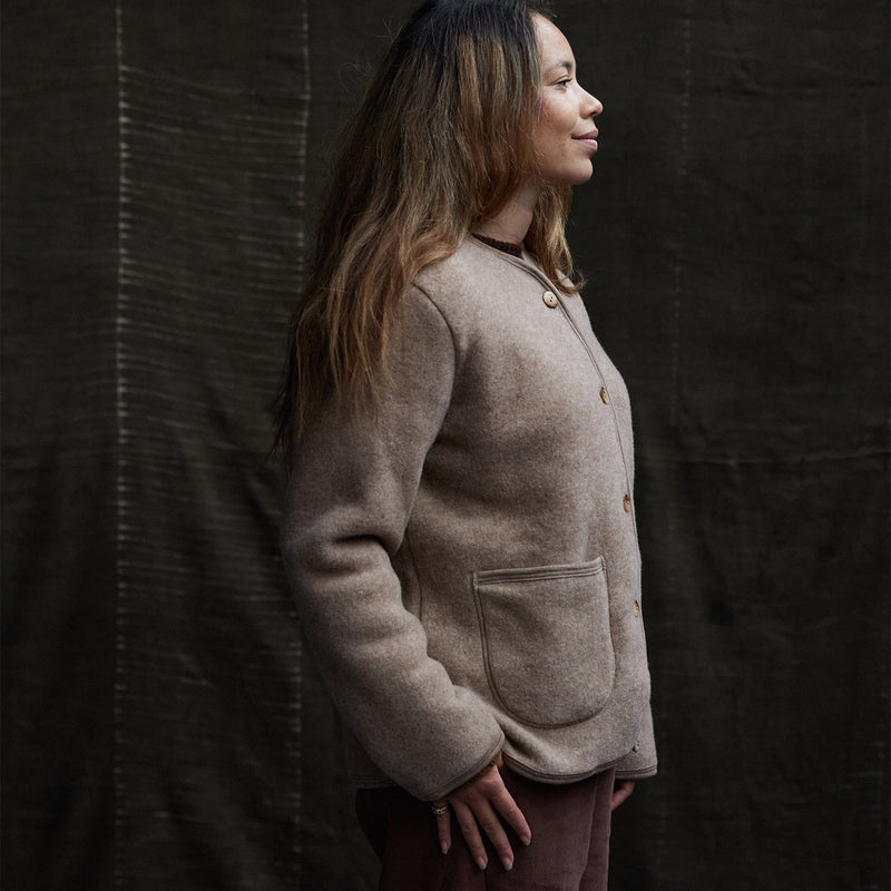 Harrier Womens Jacket - Merino Wool Fleece - Driftwood