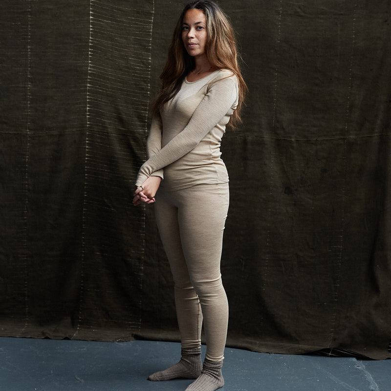 Lark Top & Finch Leggings Women’s Set - Merino Wool & Silk - Sandstorm