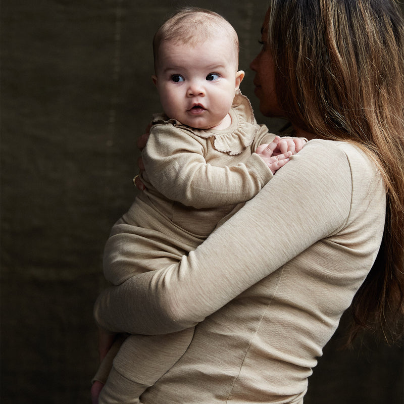 Wren Baby Body - Merino Wool & Silk - Sandstorm