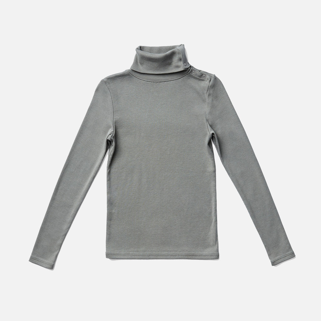 Pima Cotton Snap Turtleneck - Eucalyptus