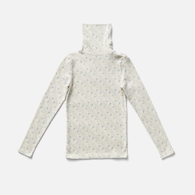 Pima Cotton Snap Turtleneck - Frost Tea Party