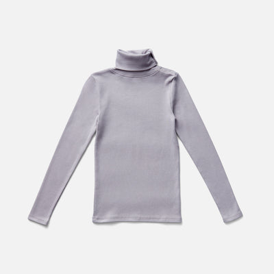 Pima Cotton Snap Turtleneck - Haze