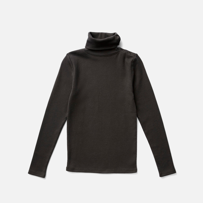 Pima Cotton Snap Turtleneck - Shale