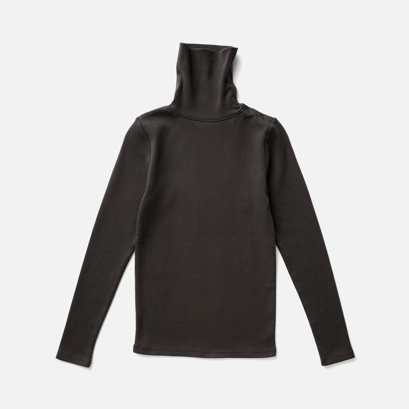 Pima Cotton Snap Turtleneck - Shale