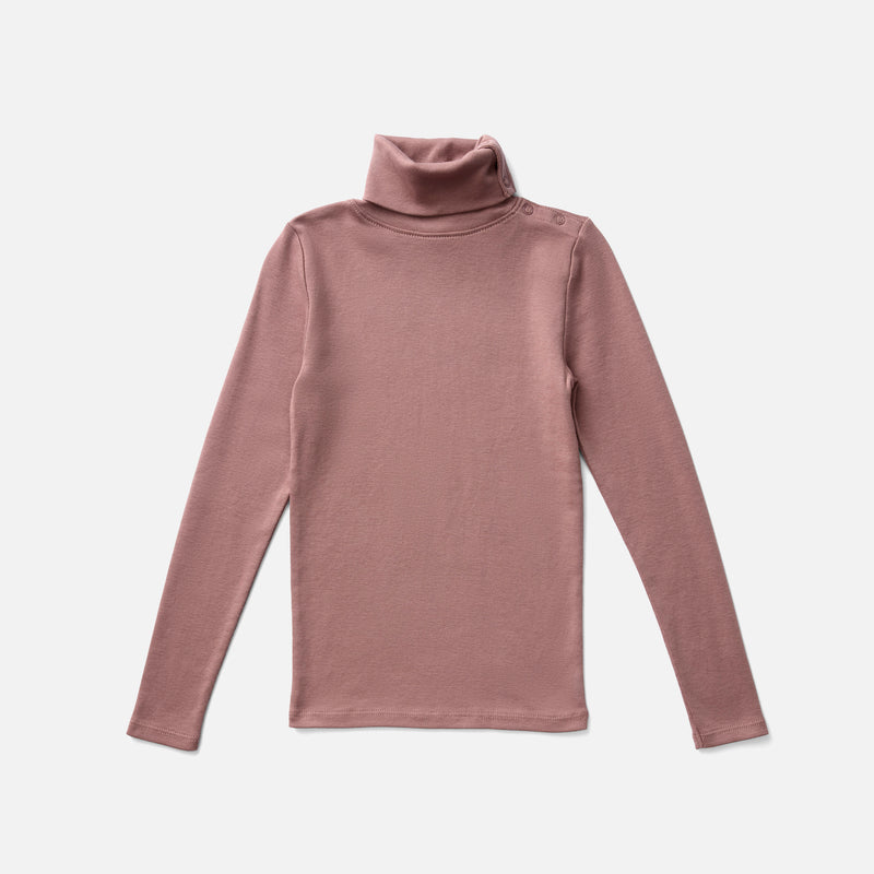 Pima Cotton Snap Turtleneck - Cherry