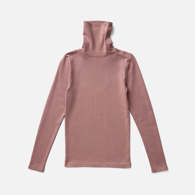Pima Cotton Snap Turtleneck - Cherry