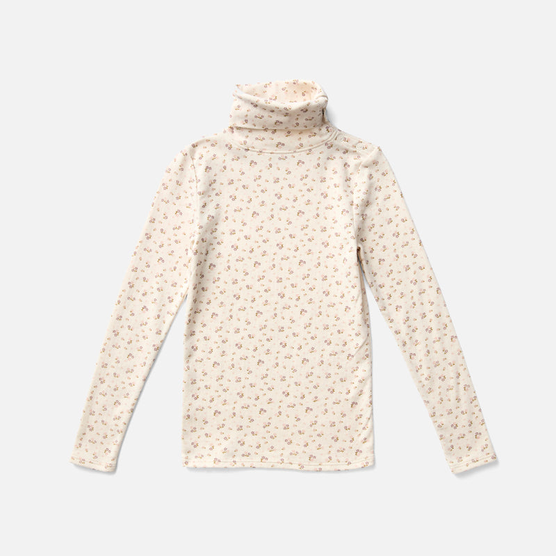 Pima Cotton Snap Turtleneck - Calico Pointelle Rosewood