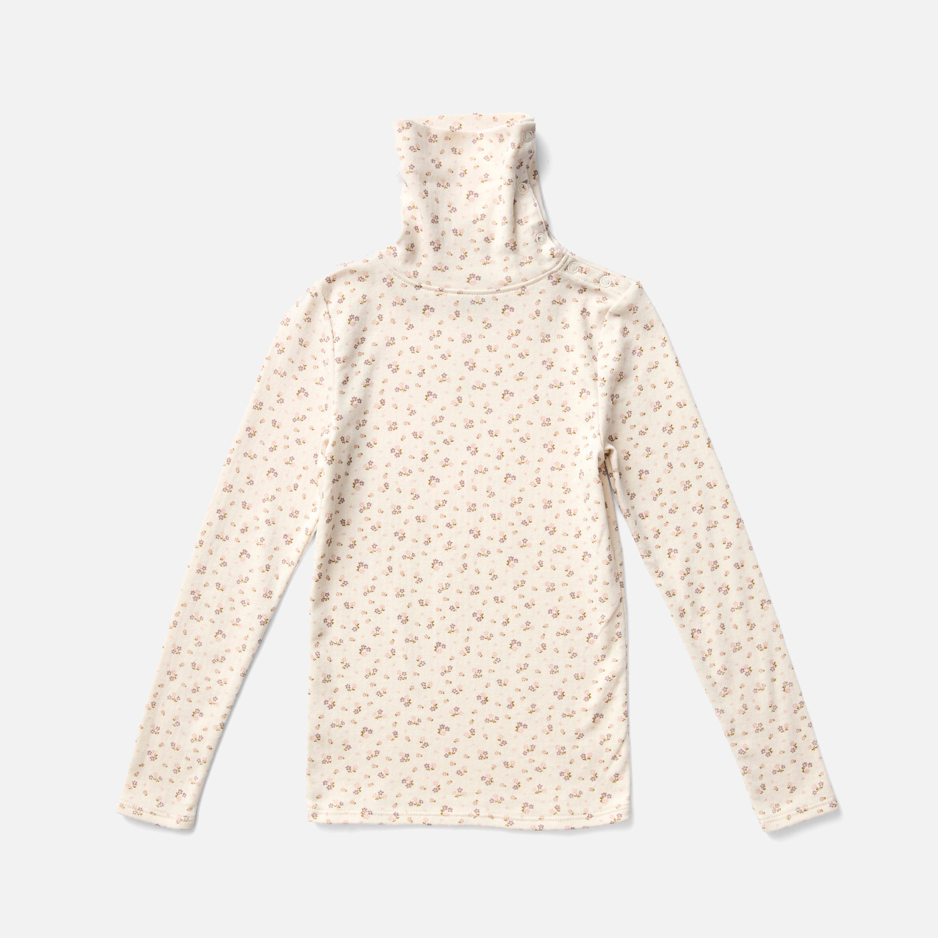 トップス Snap Turtleneck-Calico Print Pointelle Pima Cotton Snap Turtleneck - Calico Pointelle Rosewood – MamaOwl