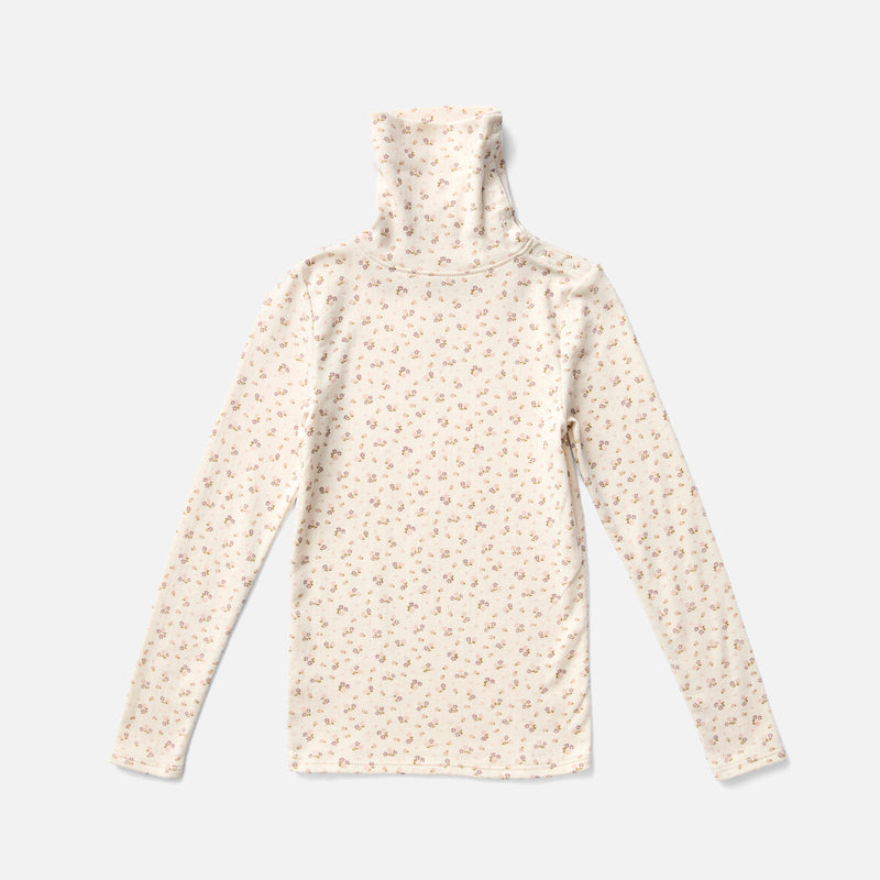 Pima Cotton Snap Turtleneck - Calico Pointelle Rosewood