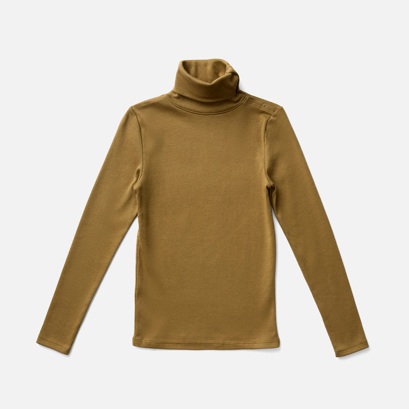 Pima Cotton Snap Turtleneck - Brush