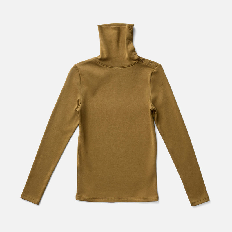 Pima Cotton Snap Turtleneck - Brush