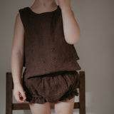 Cotton Broderie Anglaise Summertime Top - Chocolate